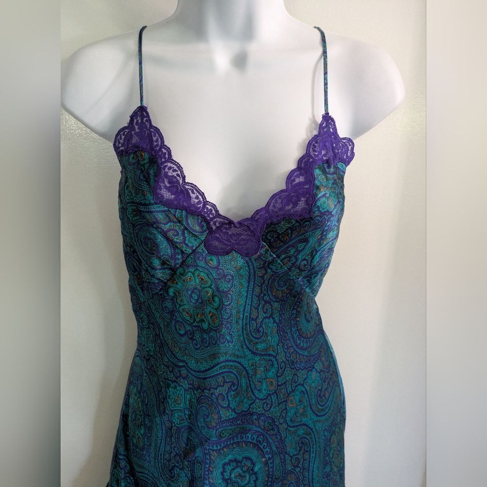 Victoria’s Secret Vintage 90's Y2K Paisley Pleated Slip Dress Size S - Picture 6 of 8